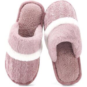 🆕Women's  Dark Pink Cozy Comfy Memory Foam Slippers Slip-On Indoor House Shoes